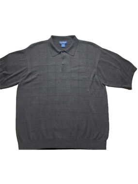 Paul Fredrick 100% Silk Gray Knit Sweater Polo Men’s Large